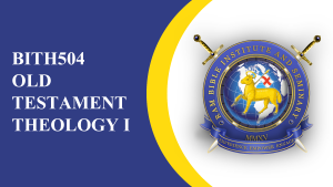 BITH504 Old Testament Theology I