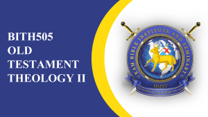 BITH505 Old Testament Theology II