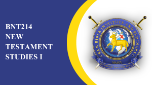 BNT214 – New Testament Studies I