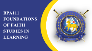 BPA111 - Foundations of Faith Studies in Learning